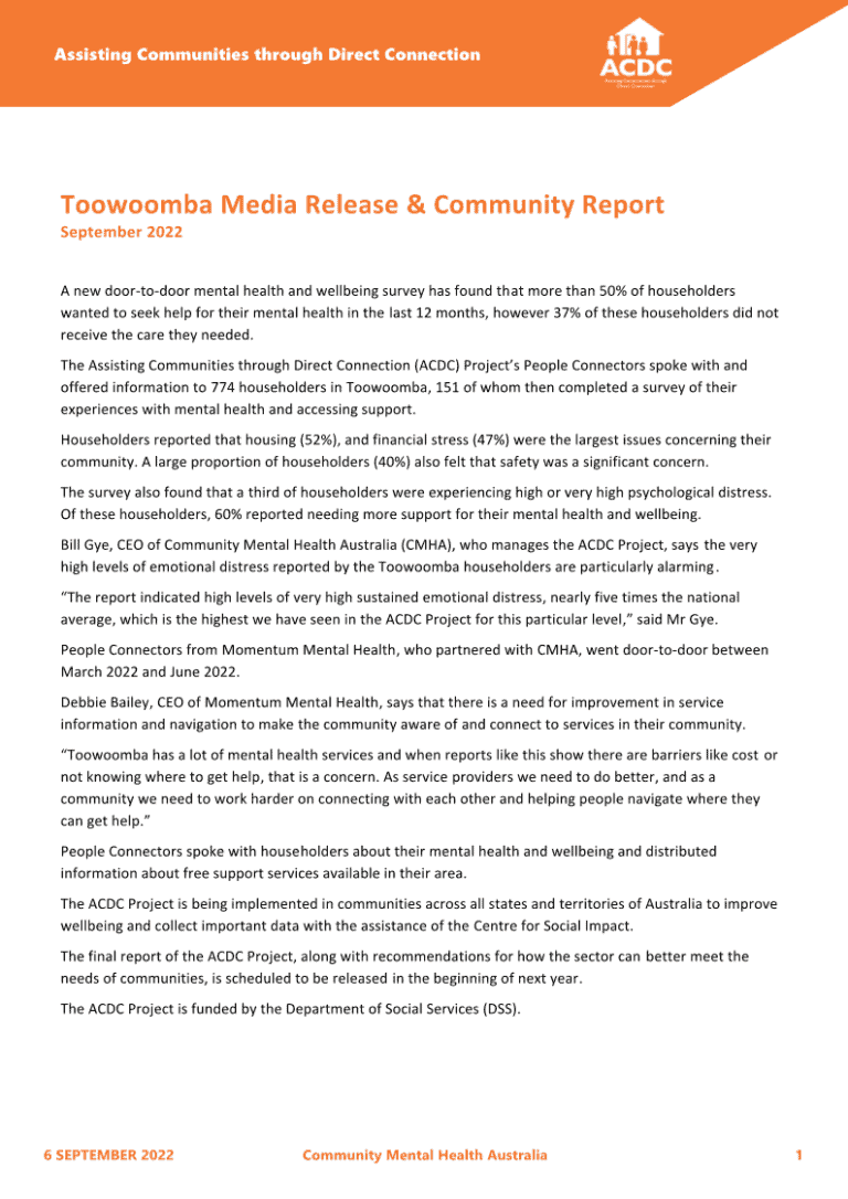 Toowoomba Community Report