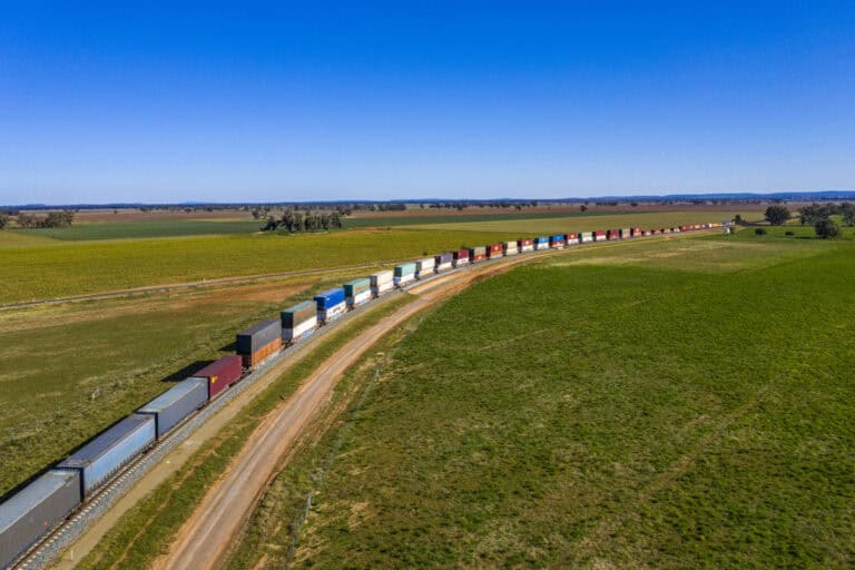 Goods Train running through inland Queensland